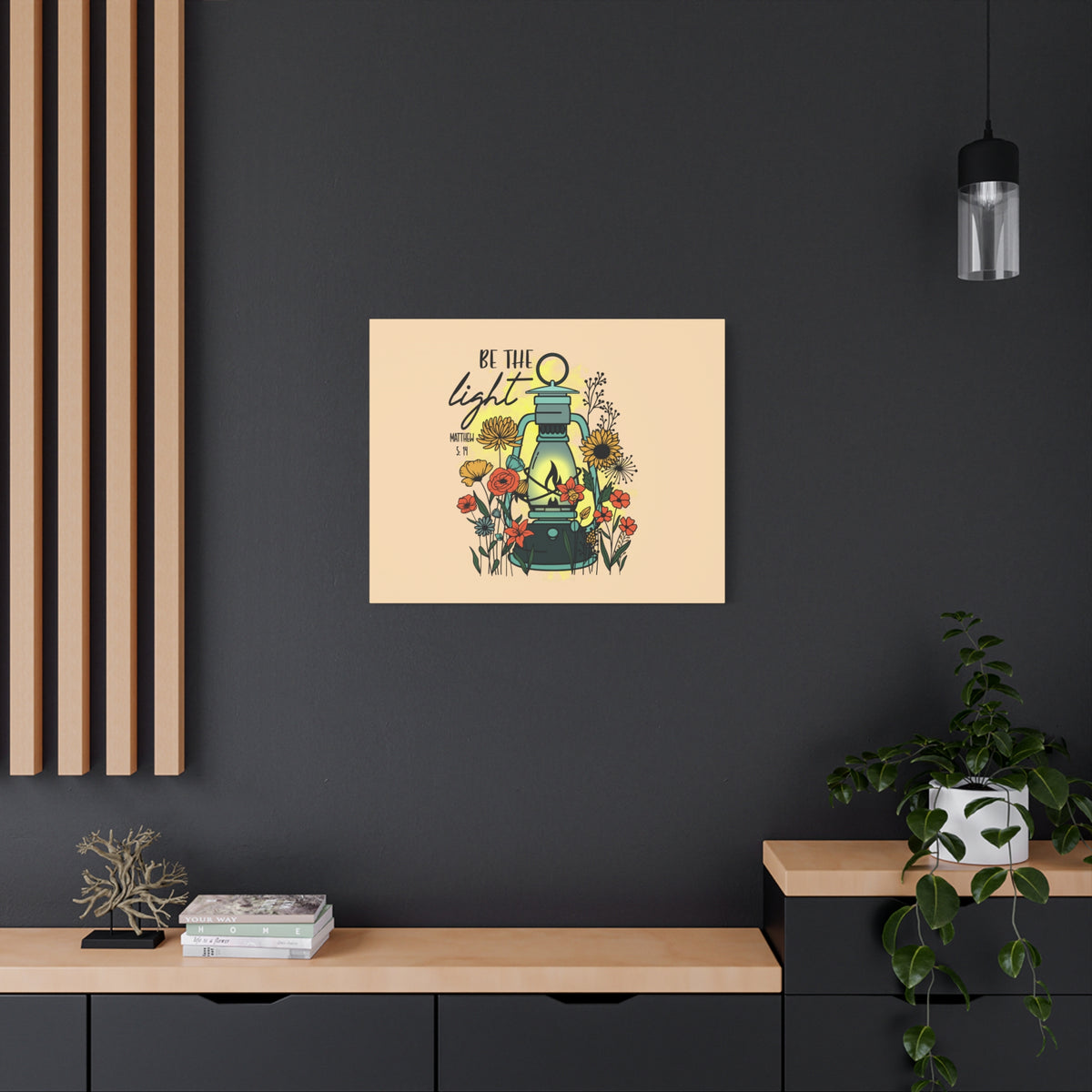 Scripture Canvas Be The Light Matthew 5:14 Lighthouse Christian Wall Art Bible Verse Print Ready to Hang