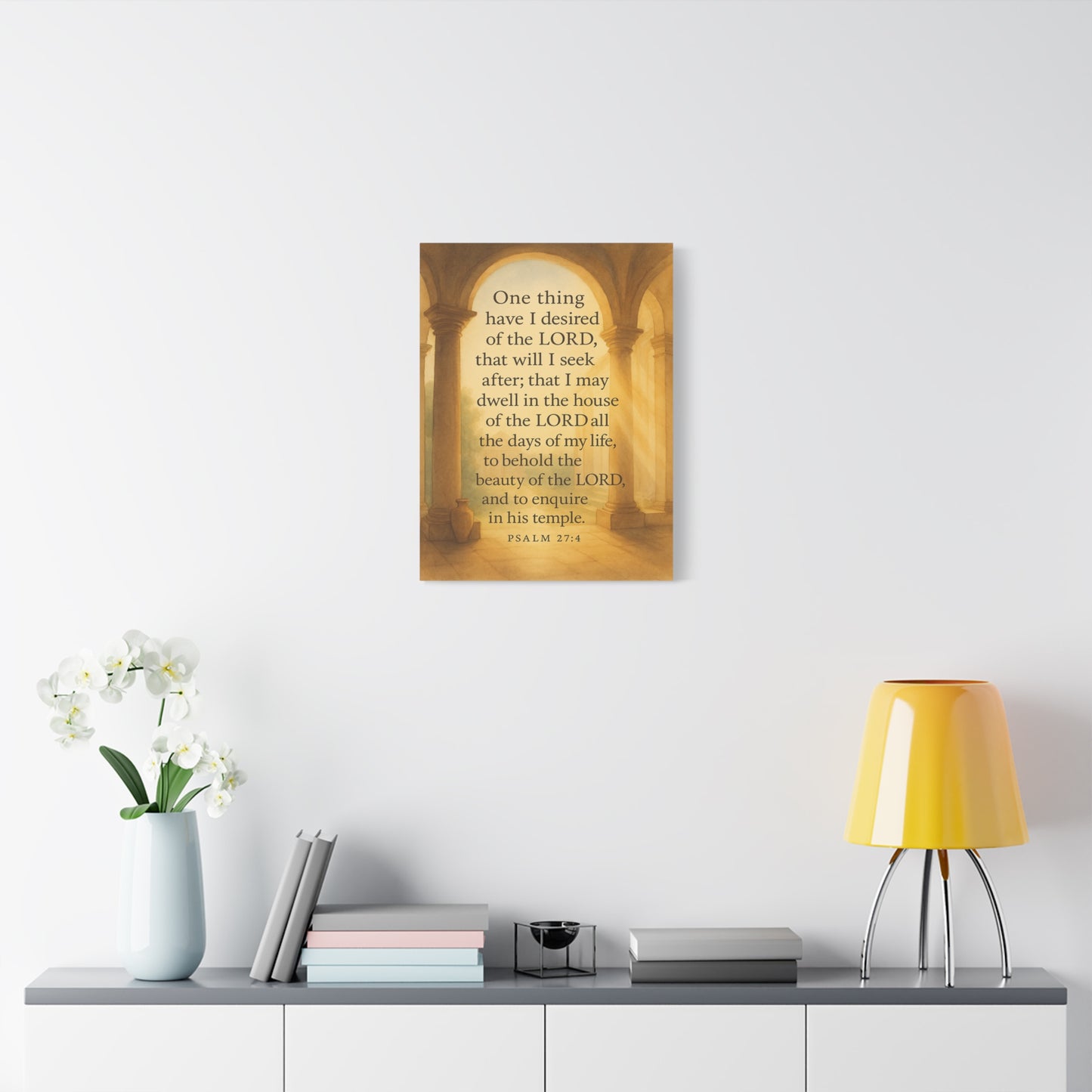 Bible Verse Canvas Psalm 27:4 Christian Home Décor Wall Art Scripture Ready to Hang Faith Print