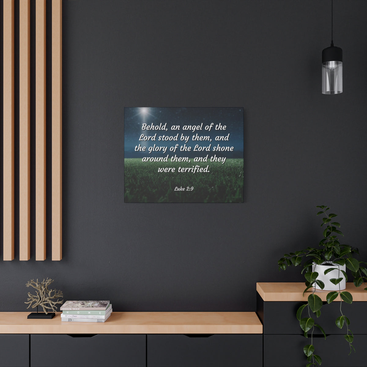 Scripture Canvas The Angel Luke 2:9 Christian Wall Art Bible Verse Print Ready to Hang