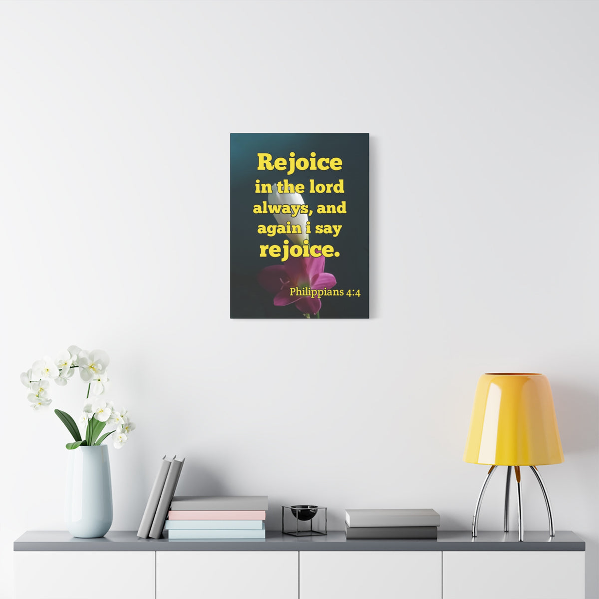 Scripture Canvas In The Lord Always Philippians 4:4 Christian Wall Art Bible Verse Print Ready to Hang