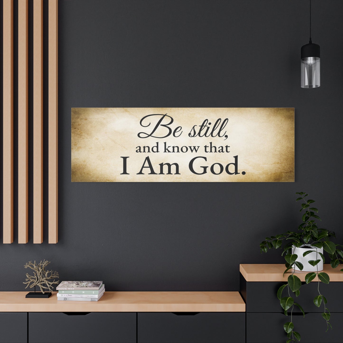 Scripture Walls Be Still Psalm 46:10 Gold Bible Verse Canvas Christian Wall Art Ready to Hang Unframed