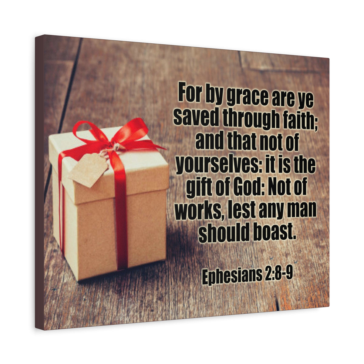 Scripture Canvas For by Grace Ephesians 2:8-9 Christian Wall Art Bible Verse Print Ready to Hang