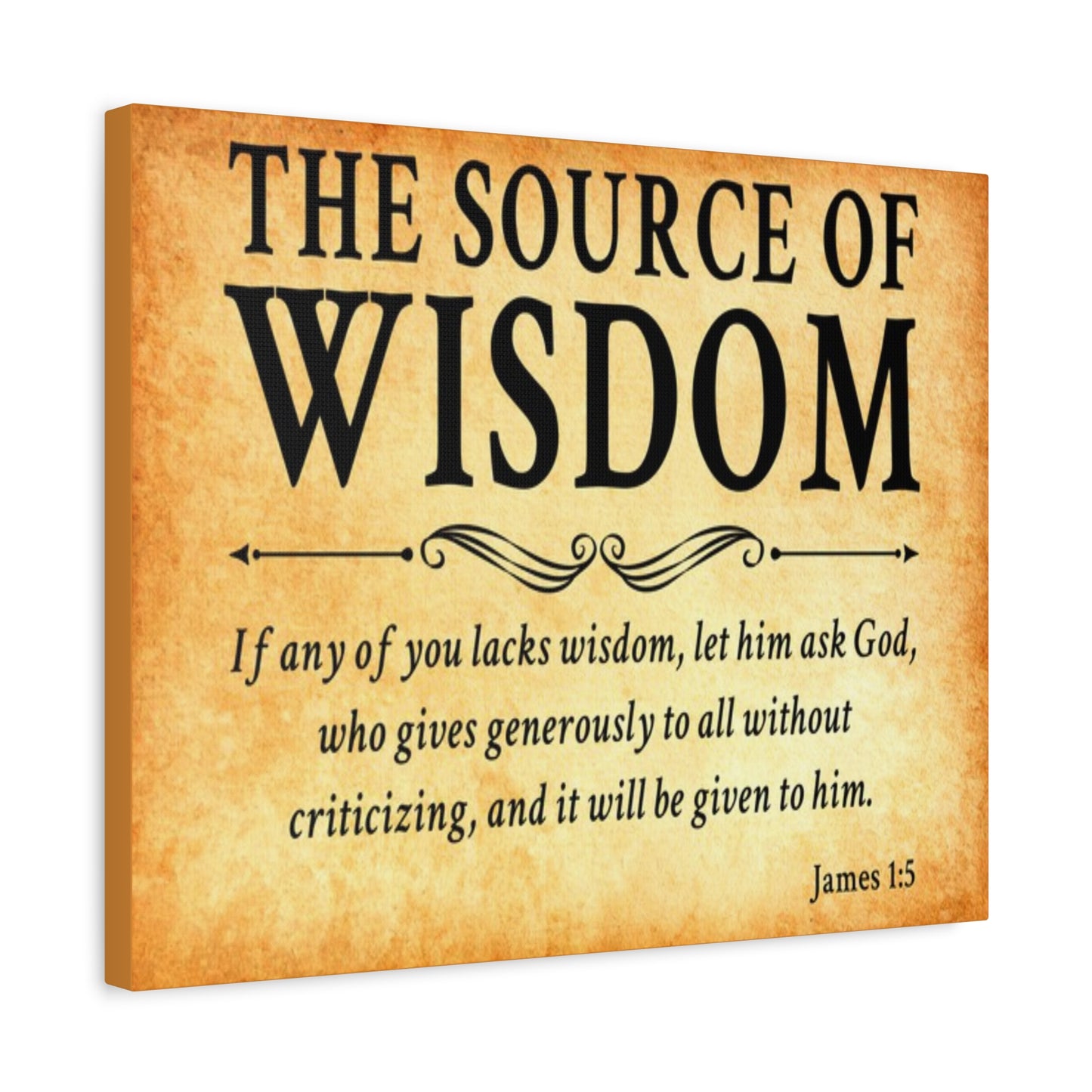 Scripture Walls James 1:5 The Source of Wisdom Gold Bible Verse Canvas Christian Wall Art Ready to Hang Unframed