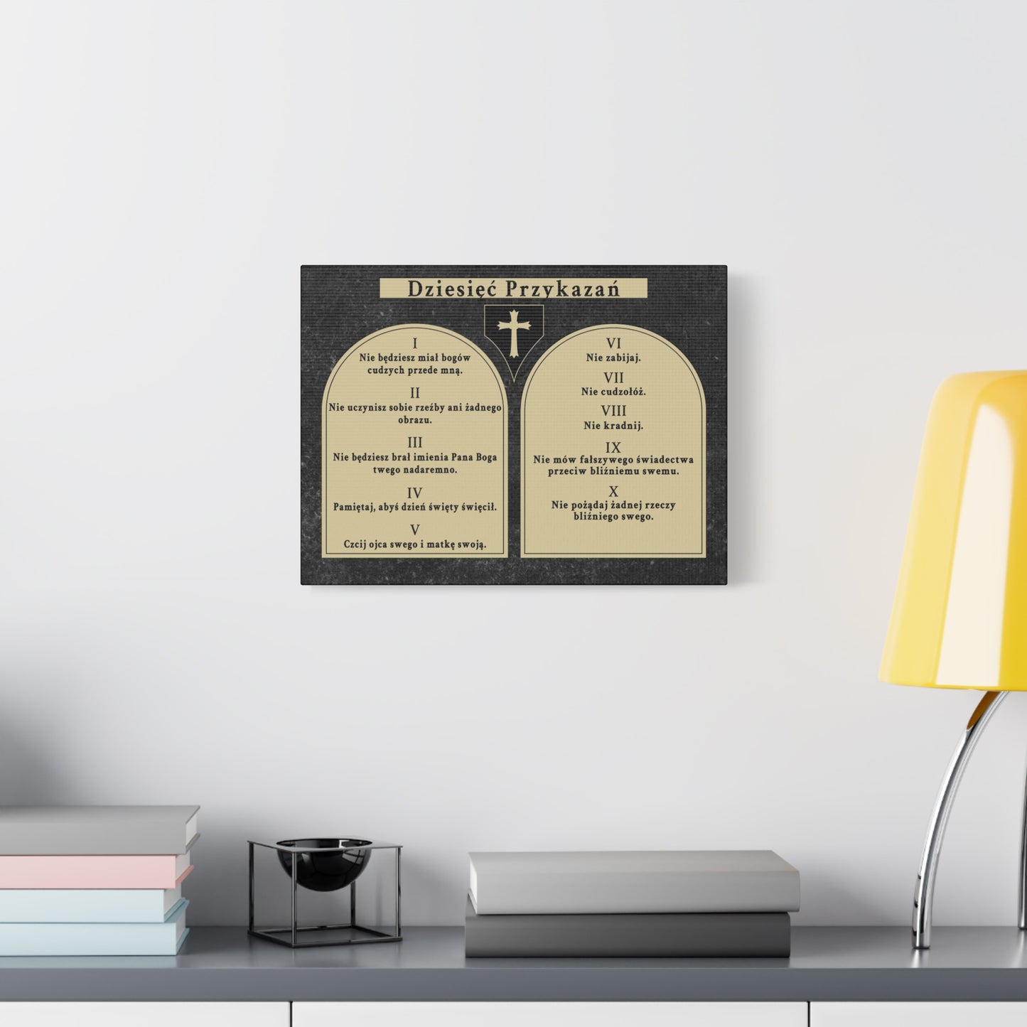 Scripture Walls Dziesięć Przykazań Ten Commandments Polish Bible Verse Canvas Christian Wall Art Ready to Hang Unframed