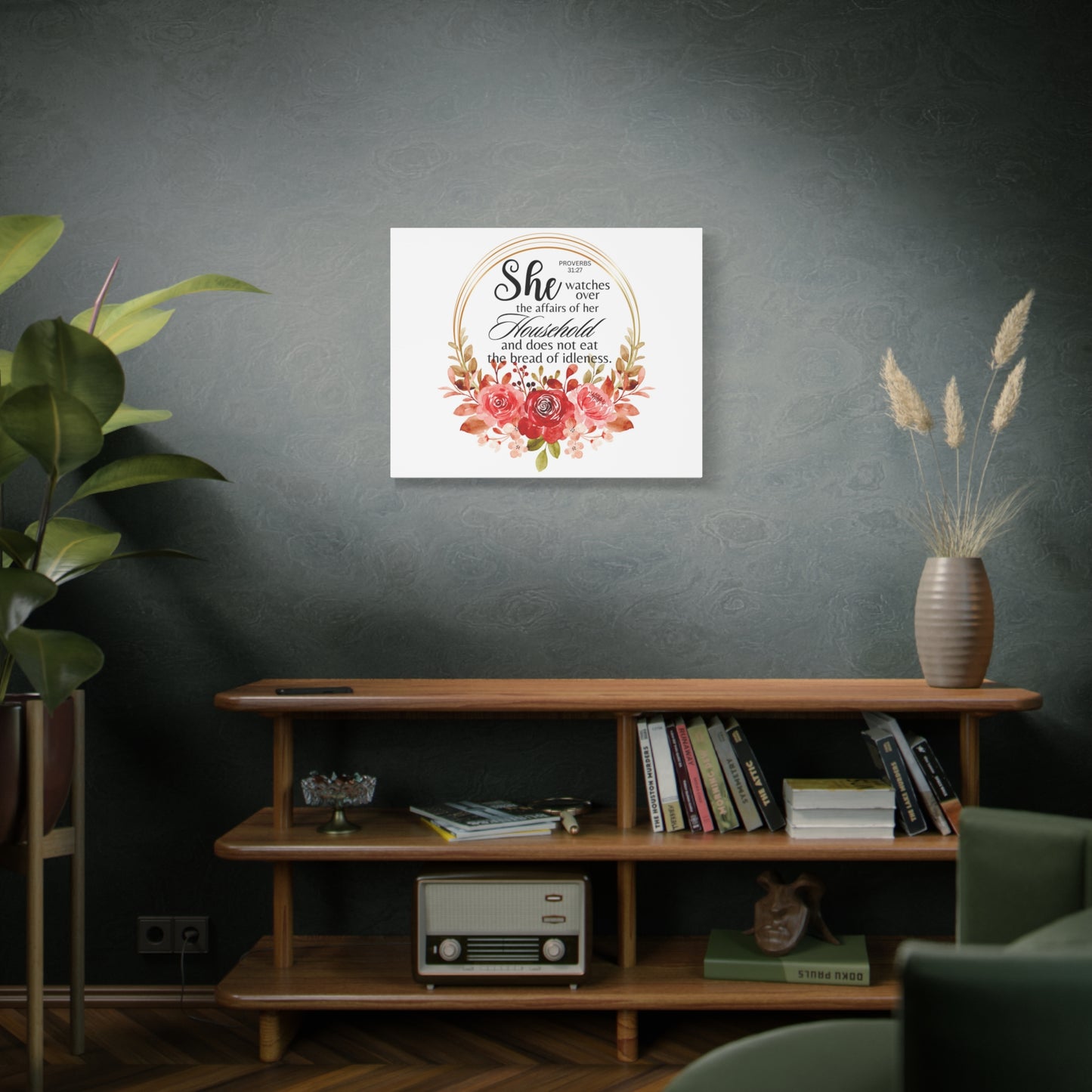 Scripture Walls Proverbs 31:27 She Watches Over Her Household Bible Verse Canvas Christian Wall Art Ready to Hang Unframed