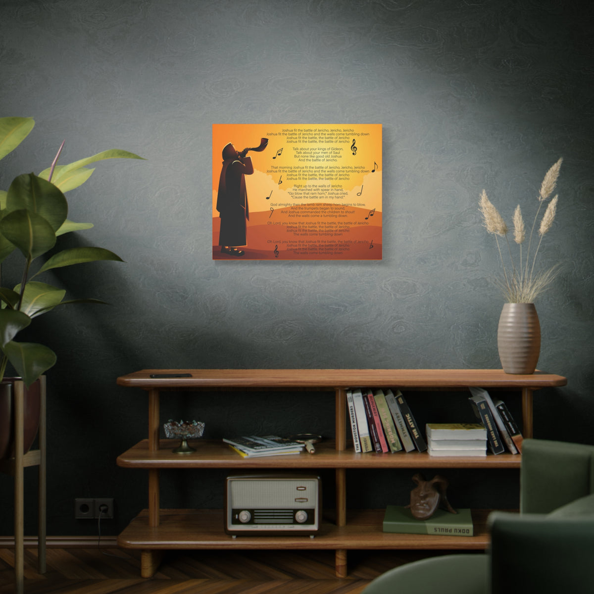 Scripture Canvas Joshua Fit the Battle of Jericho Joshua 6:15-21 Christian Wall Art Bible Verse Print Ready to Hang
