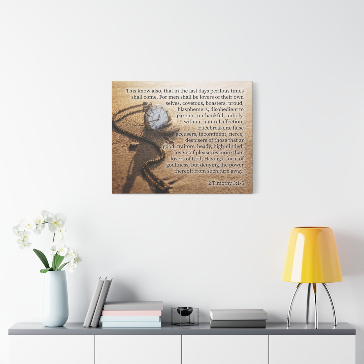 Scripture Canvas Perilous Times 2 Timothy 3:1-5 Christian Wall Art Bible Verse Print Ready to Hang
