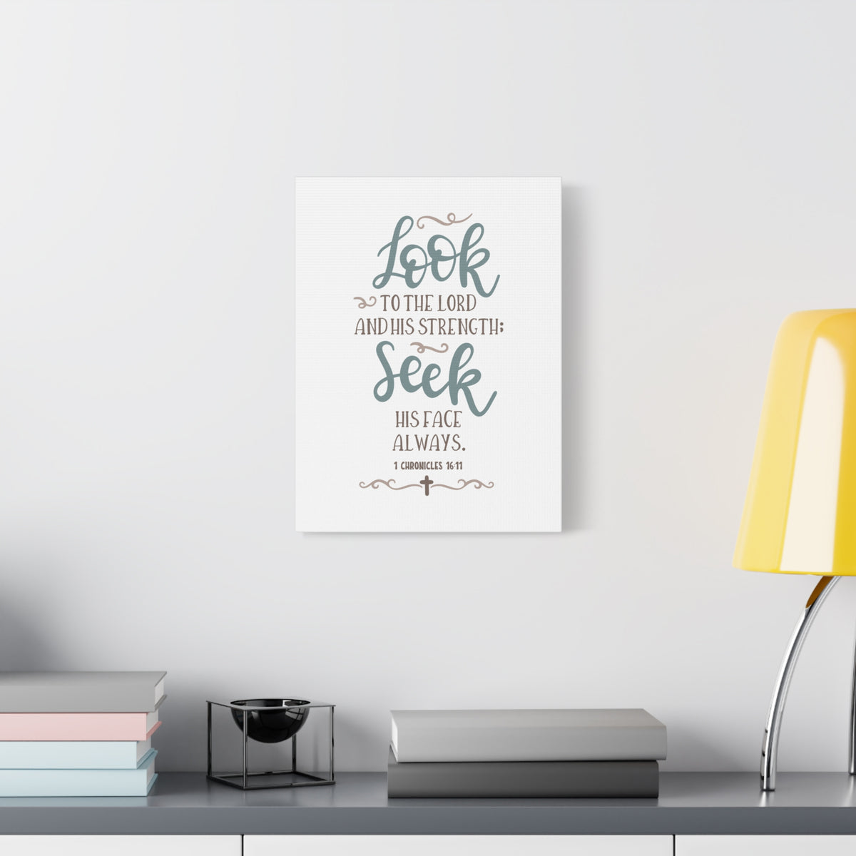 Scripture Canvas Look To The Lord 1 Chronicles 16:11 Christian Wall Art Bible Verse Print Ready to Hang