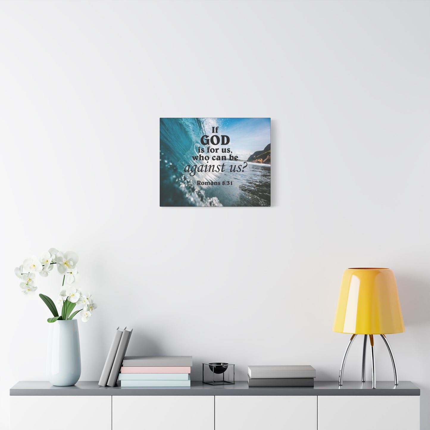 Scripture Canvas Fearless Romans 8:31 Christian Wall Art Bible Verse Print Ready to Hang