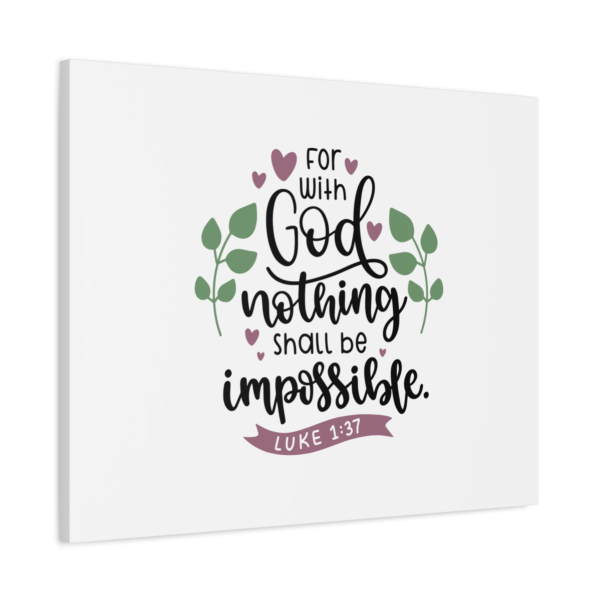 Scripture Canvas For With God Luke 1:37 Christian Wall Art Bible Verse Print Ready to Hang