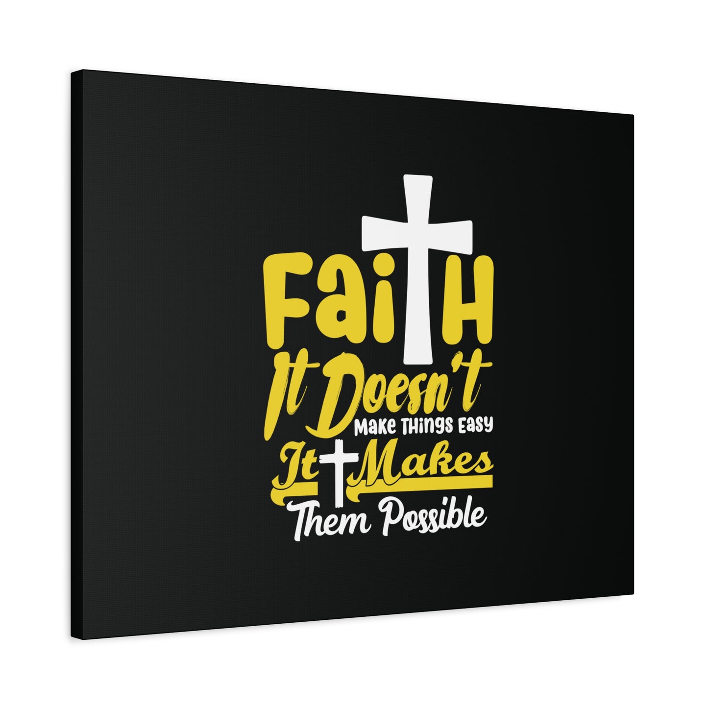 Scripture Canvas Faith Yellow Luke 1:37 Christian Wall Art Bible Verse Print Ready to Hang