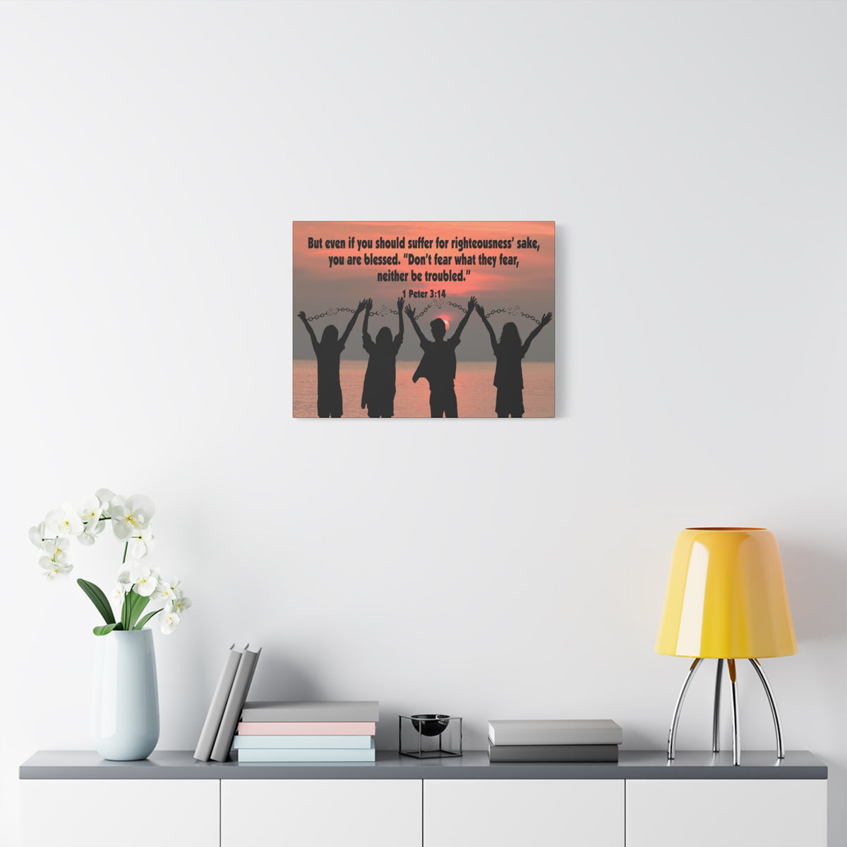 Scripture Canvas Don't Fear What They Fear 1 Peter 3:14 Christian Wall Art Bible Verse Print Ready to Hang