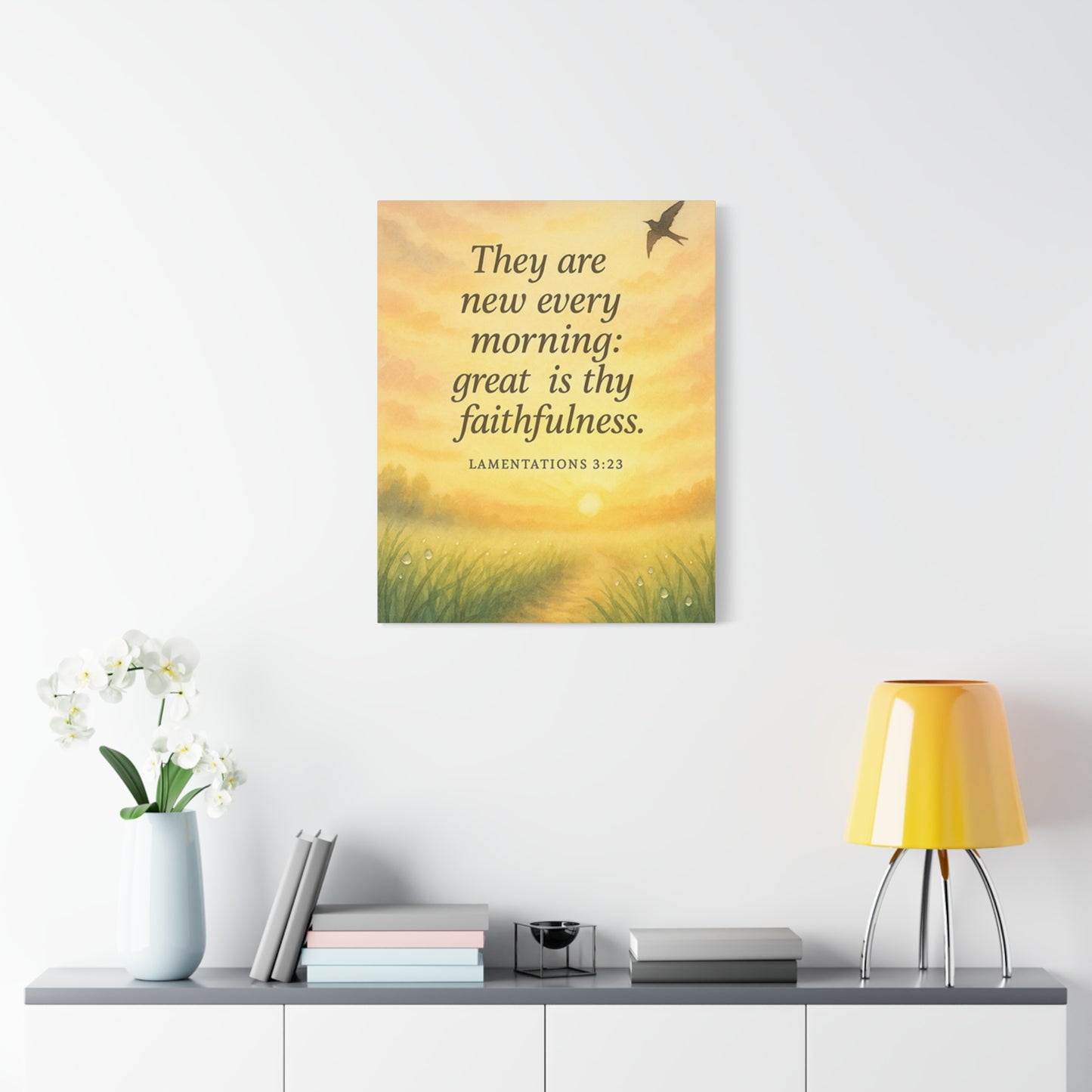 Bible Verse Canvas Lamentations 3:23 Christian Home Décor Wall Art Scripture Ready to Hang Faith Print
