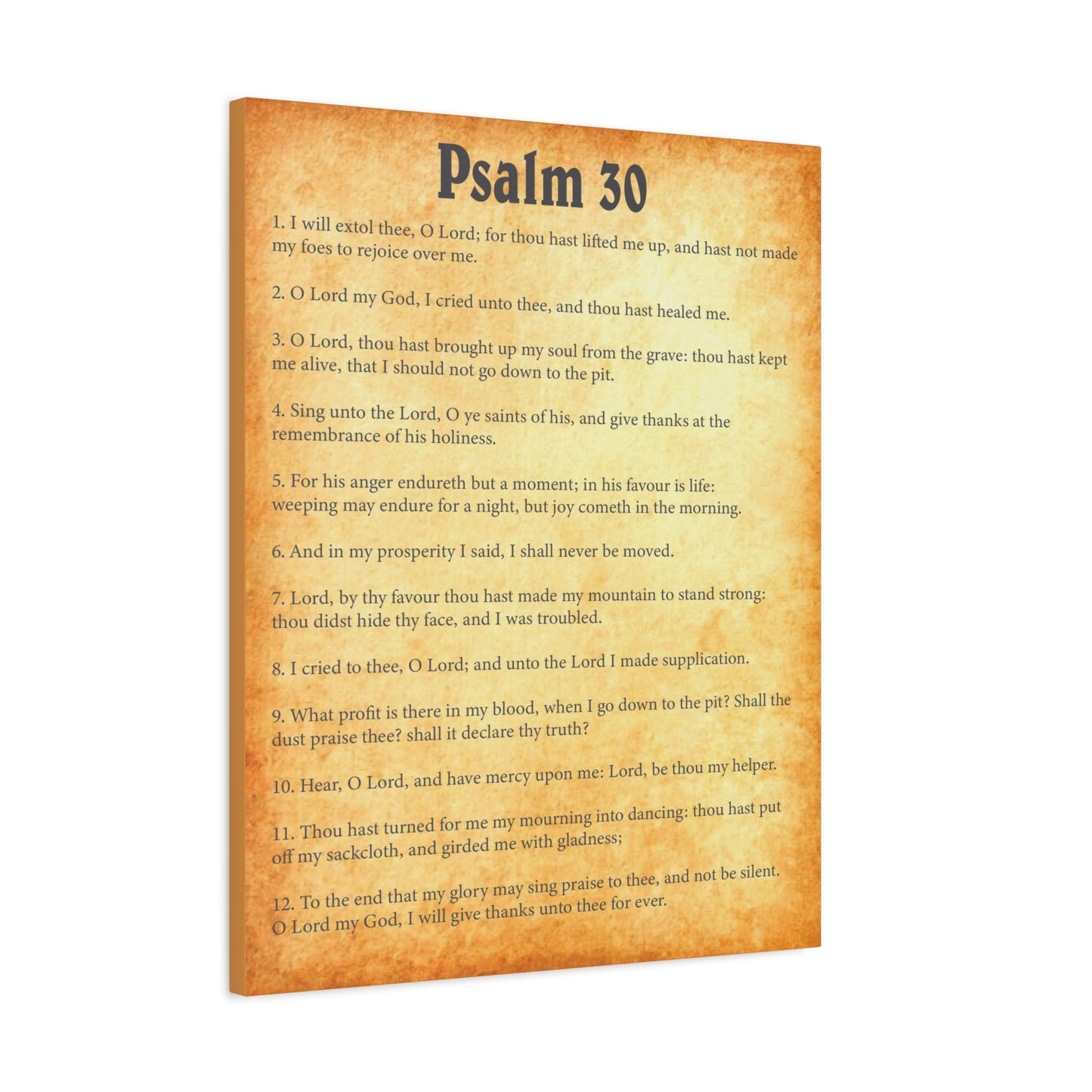Scripture Walls Psalm 30 Gold Bible Chapter Canvas Christian Wall Art Ready to Hang