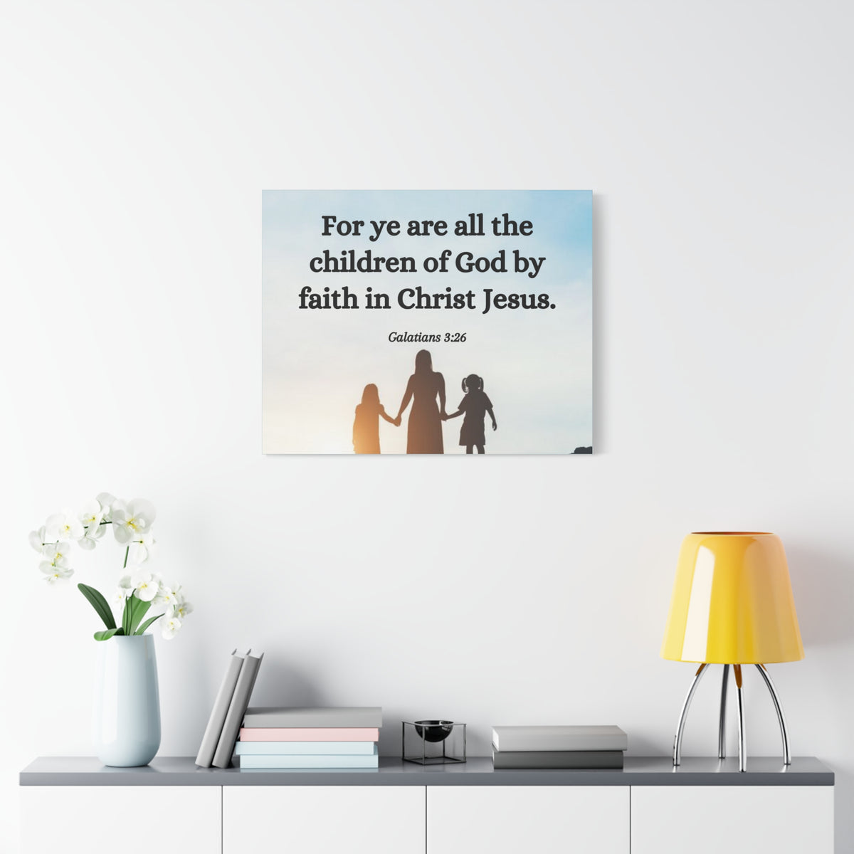 Scripture Canvas By Faith Galatians 3:26 Christian Wall Art Bible Verse Print Ready to Hang