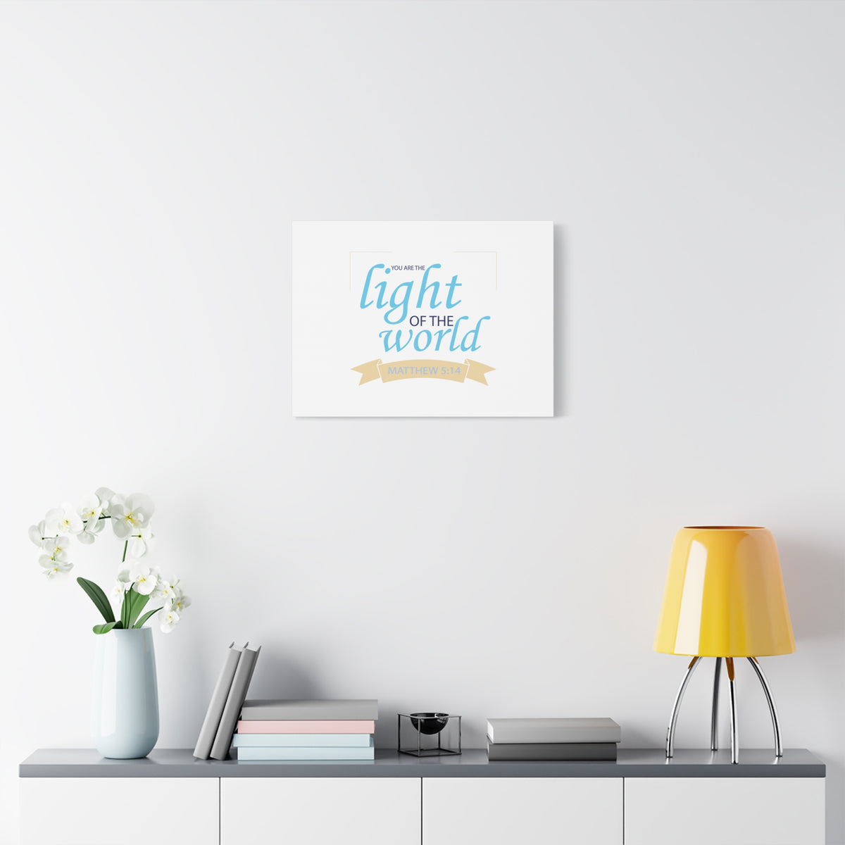 Scripture Canvas Light Of The World Matthew 5:14 Christian Wall Art Bible Verse Print Ready to Hang