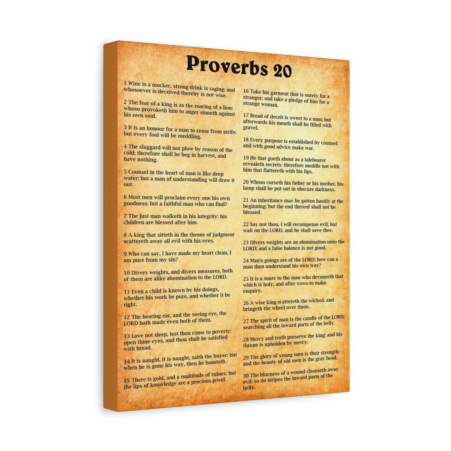 Scripture Walls Proverbs Chapter 20 Gold Bible Canvas Christian Wall Art Ready to Hang Unframed