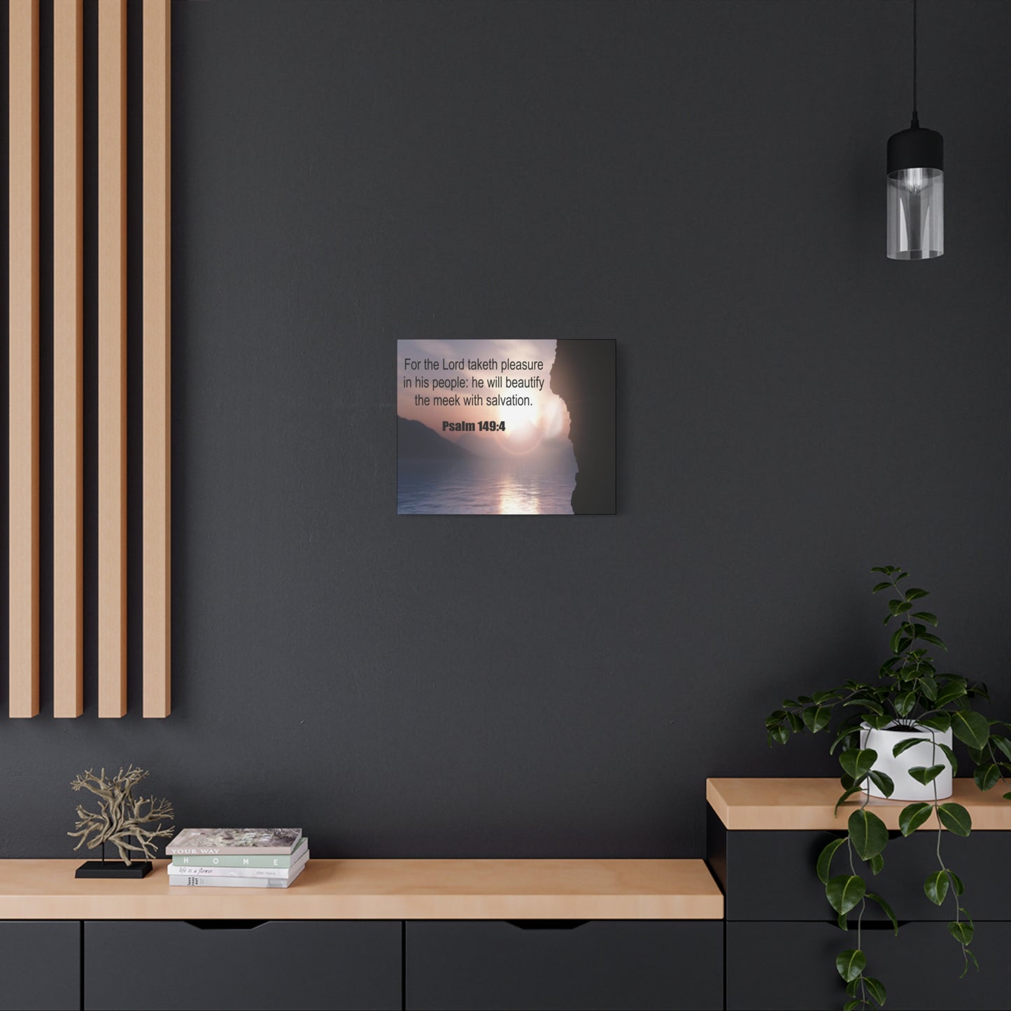 Scripture Canvas Beutify the Meek Psalm 149:4 Christian Wall Art Bible Verse Print Ready to Hang