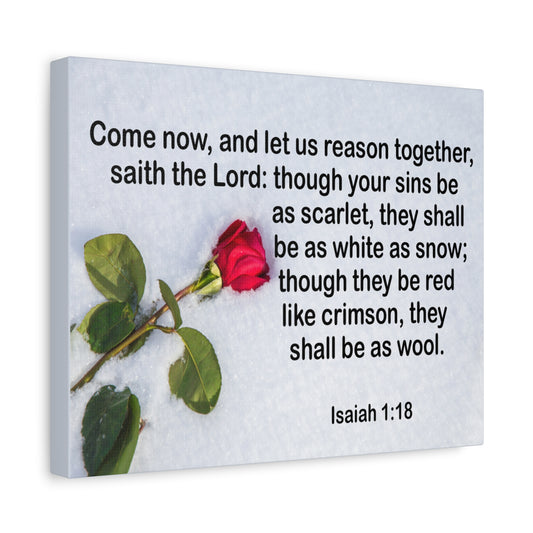 Bible Verse Canvas Come Now Isaiah 1:18 Christian Home Décor Wall Art Scripture Ready to Hang Faith Print