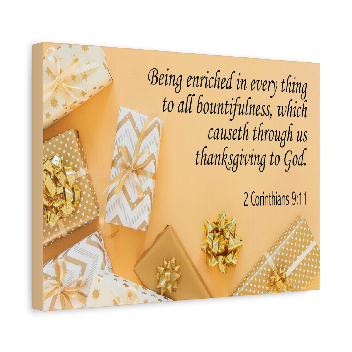 Scripture Canvas Thanksgiving to God 2 Corinthians 9:11 Christian Wall Art Bible Verse Print Ready to Hang