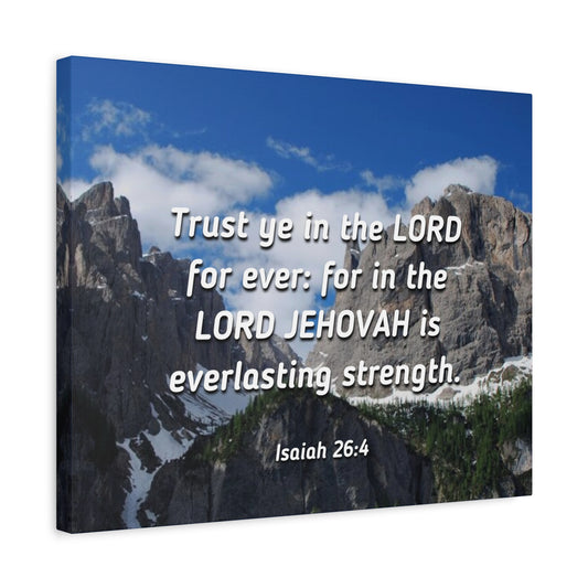 Scripture Canvas Everlasting Strength Isaiah 26:4 Christian Wall Art Bible Verse Print Ready to Hang