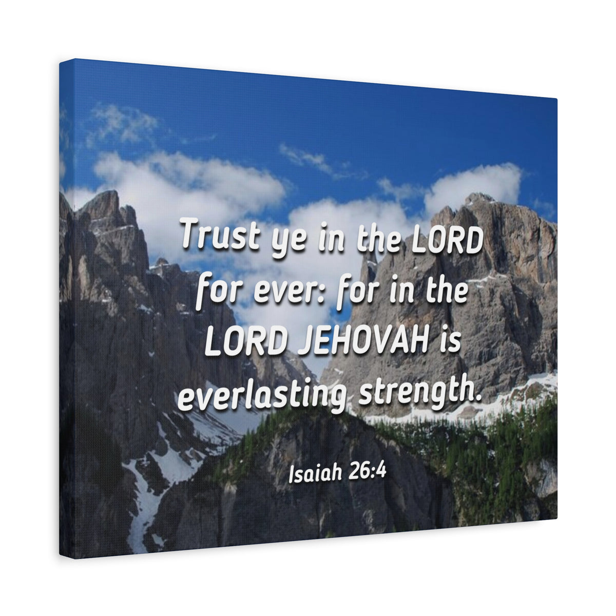 Scripture Canvas Everlasting Strength Isaiah 26:4 Christian Wall Art Bible Verse Print Ready to Hang