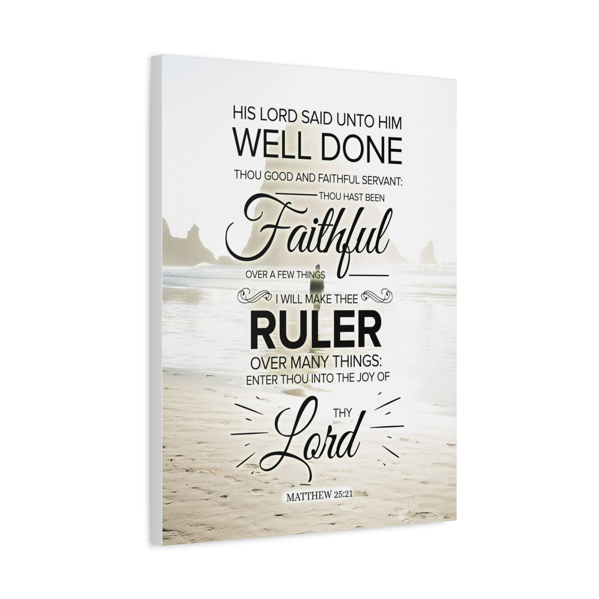 Scripture Canvas Faithful Servant Matthew 25:21 Christian Wall Art Bible Verse Print Ready to Hang