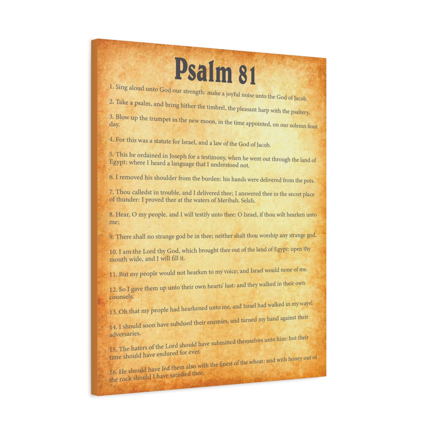 Scripture Walls Psalm 81 Gold Bible Chapter Canvas Christian Wall Art Ready to Hang