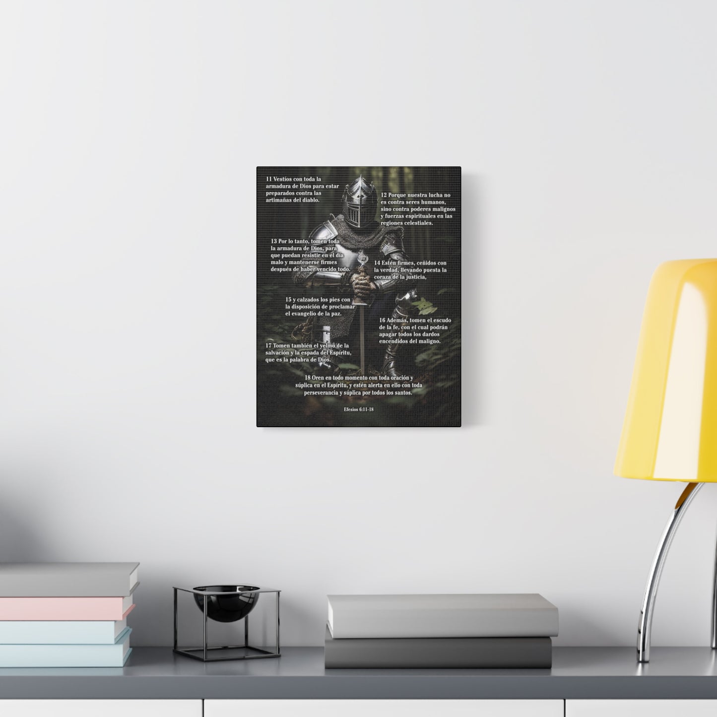 Scripture Walls Armor Of God Ephesians 6:11-18 Spanish Soldier Kneels Christian Wall Art Print Ready to Hang Unframed