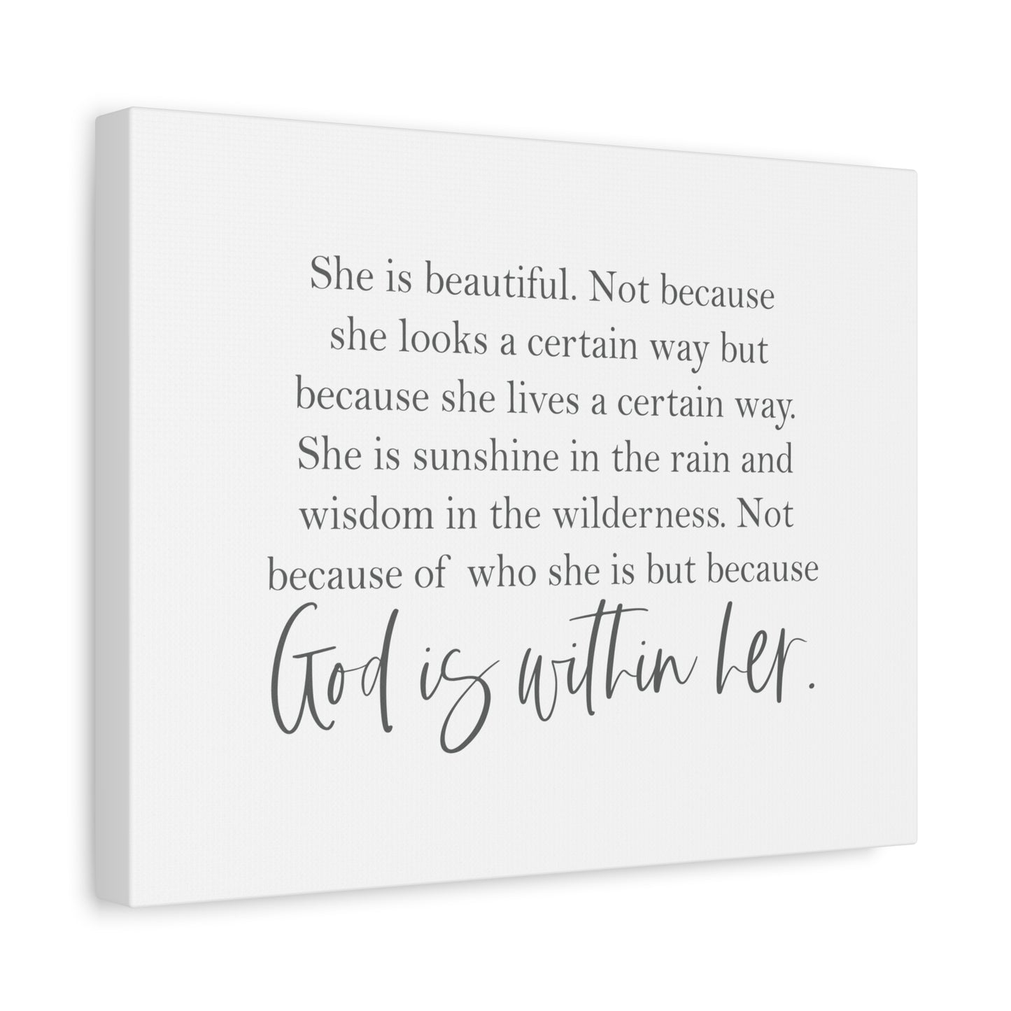 Scripture Canvas God Is Within Her Psalm 46:5 Christian Wall Art Bible Verse Print Ready to Hang