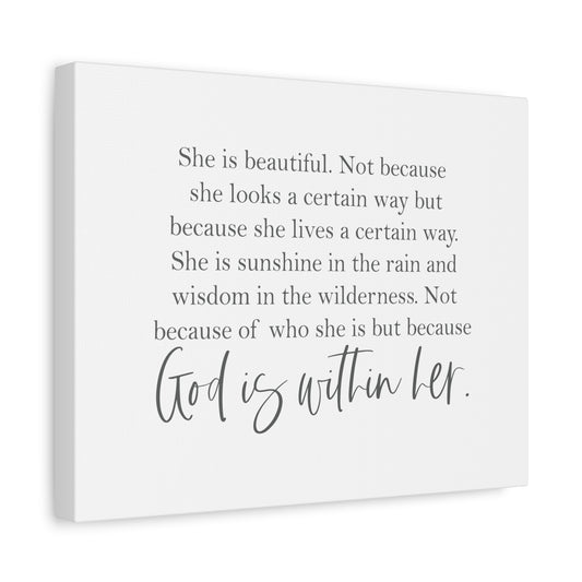 Scripture Canvas God Is Within Her Psalm 46:5 Christian Wall Art Bible Verse Print Ready to Hang