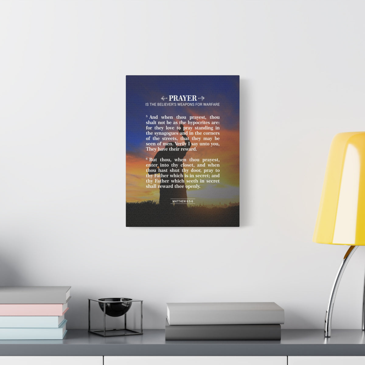 Scripture Canvas Prayer Matthew 6:5-6 Christian Wall Art Bible Verse Print Ready to Hang