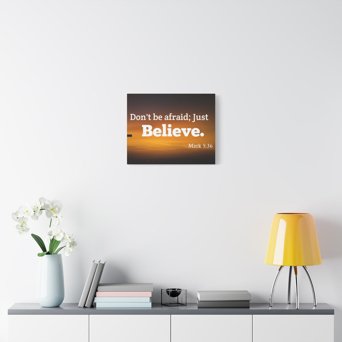 Scripture Canvas Believe Mark 5:36 Christian Wall Art Bible Verse Print Ready to Hang