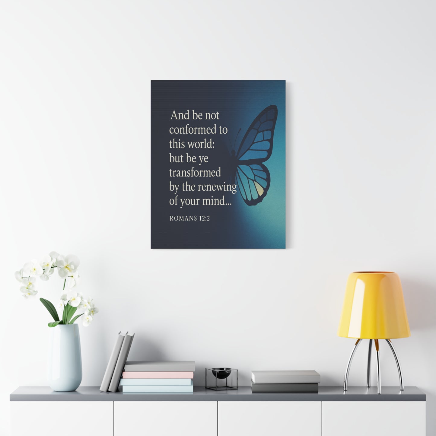 Bible Verse Canvas Romans 12:2 Christian Home Décor Wall Art Scripture Ready to Hang Faith Print