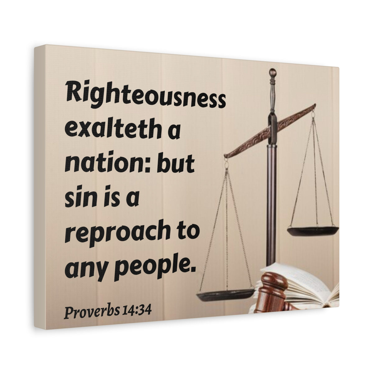 Scripture Canvas Righteousness Proverbs 14:34 Christian Wall Art Bible Verse Print Ready to Hang