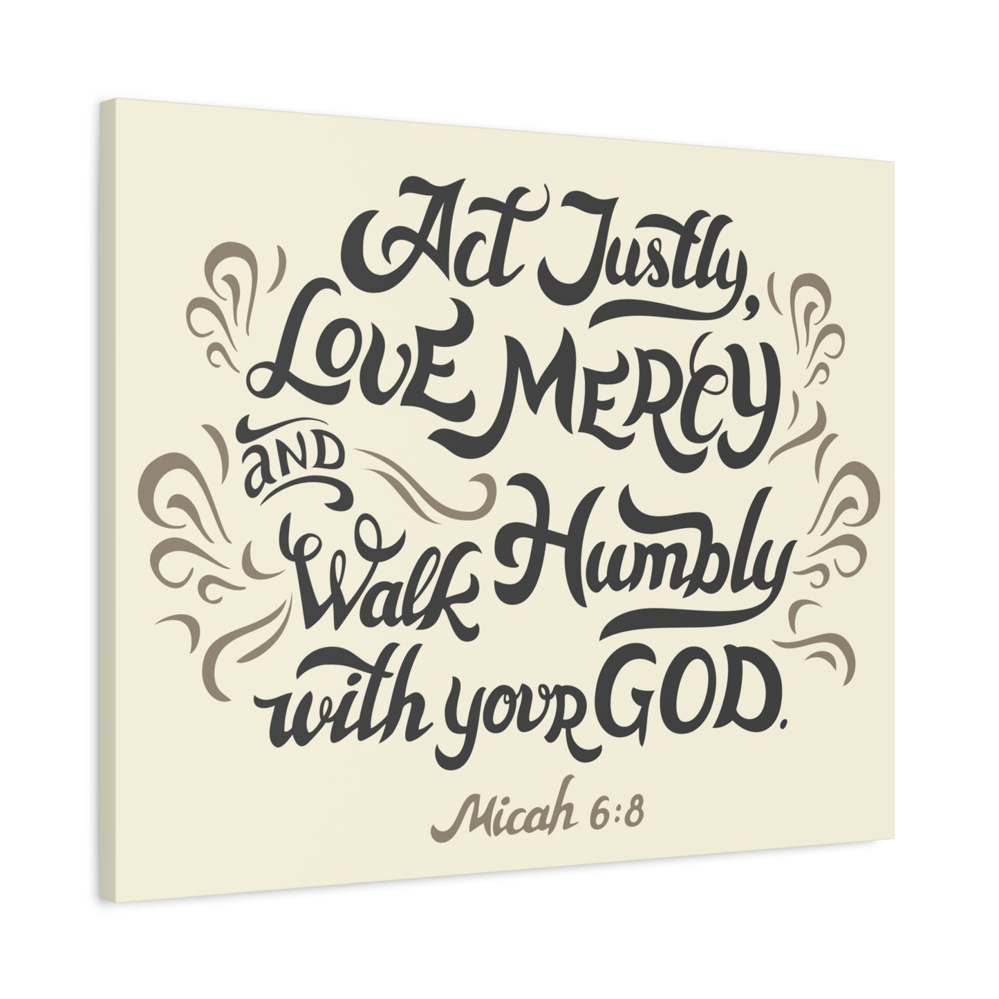 Scripture Canvas Act Justly Walk Humbly Micah 6:8 Christian Wall Art Bible Verse Print Ready To Hang
