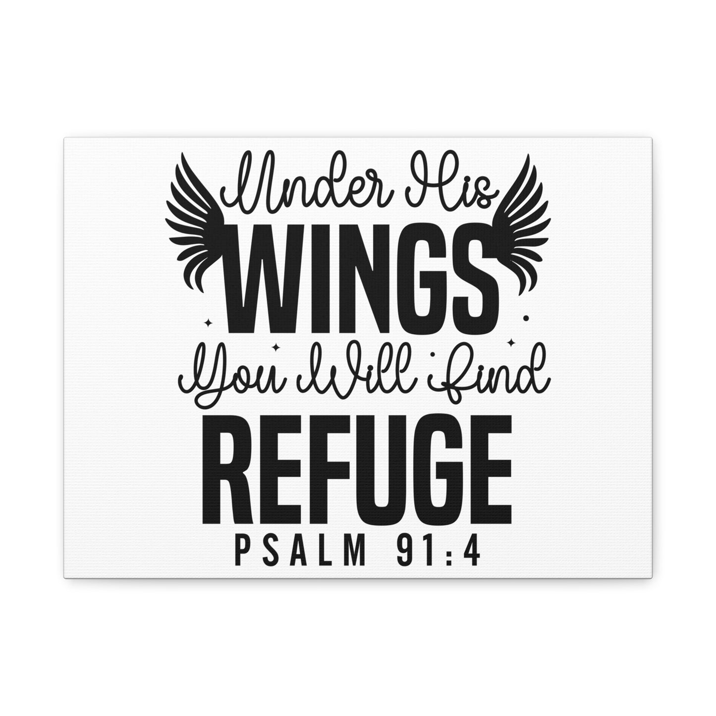 Psalm 91:4 Under His Wings Bible Verse Canvas Christian Wall Art Ready to Hang Unframed