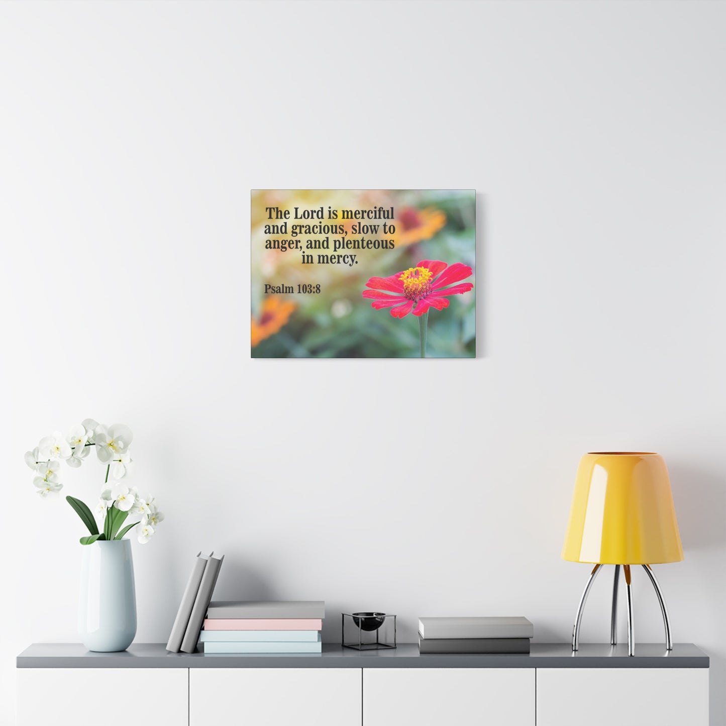 Scripture Canvas The Lord is Merciful and Gracious Psalm 103:8 Christian Wall Art Bible Verse Print Ready to Hang