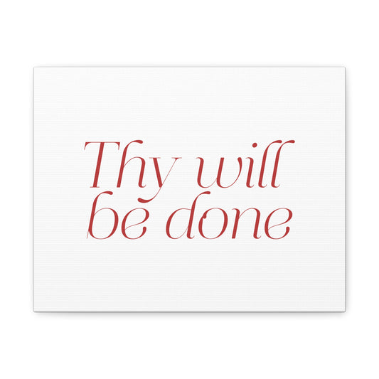 Thy Will Be Done Dark Red Bible Verse Canvas Christian Wall Art Ready to Hang