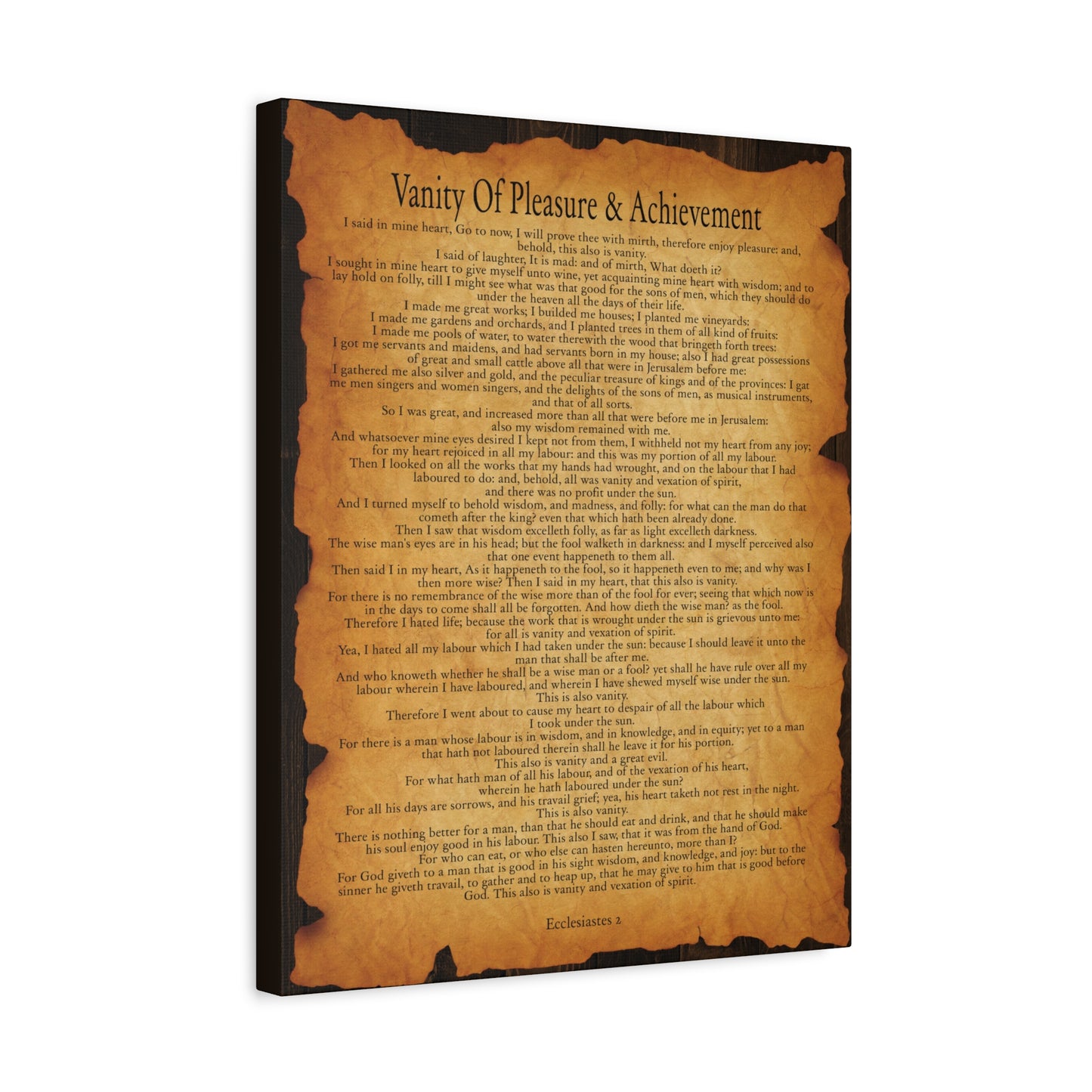 Scripture Walls Vanity Of Pleasure & Achievement Ecclesiastes 2 Gold Brown Bible Verse Canvas Christian Wall Art Ready to Hang