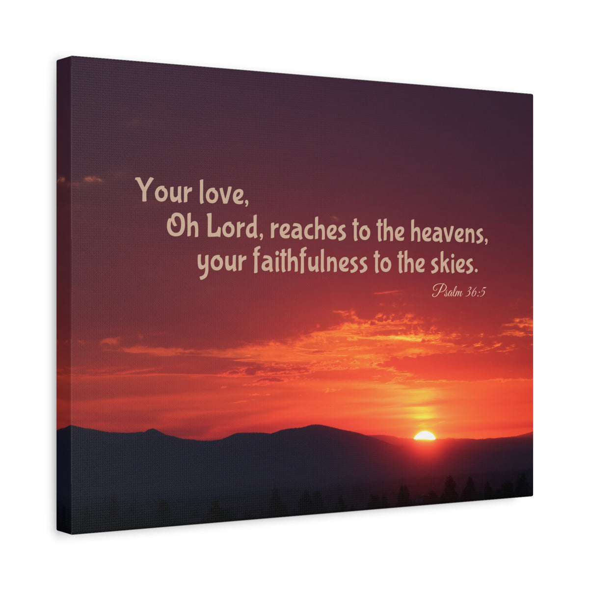 Scripture Canvas Reaches To The Heavens Psalm 36:5 Christian Wall Art Bible Verse Print Ready to Hang