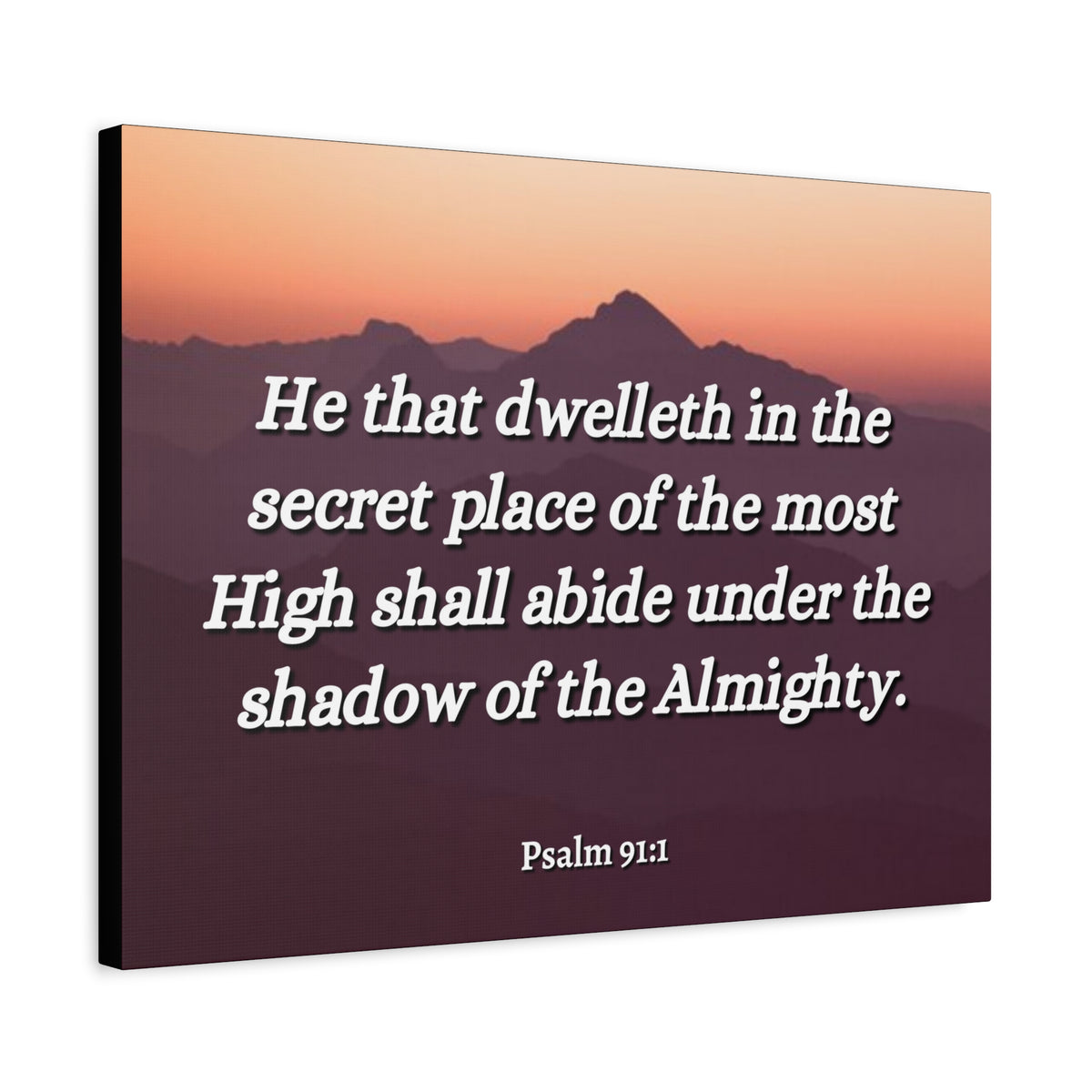 Scripture Canvas The Almighty Psalms 91:1 Christian Wall Art Bible Verse Print Ready to Hang