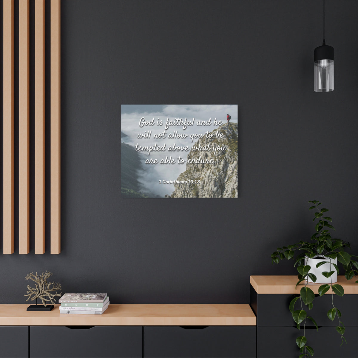 Scripture Canvas God Is Faithful 1 Corinthians 10:13 Christian Wall Art Bible Verse Print Ready to Hang