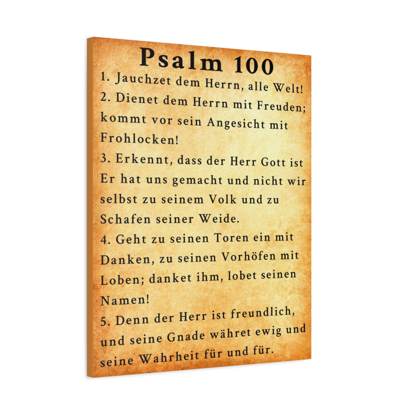 Scripture Walls Psalm 100 German Gold Bible Verse Canvas Christian Wall Art Ready to Hang Unframed