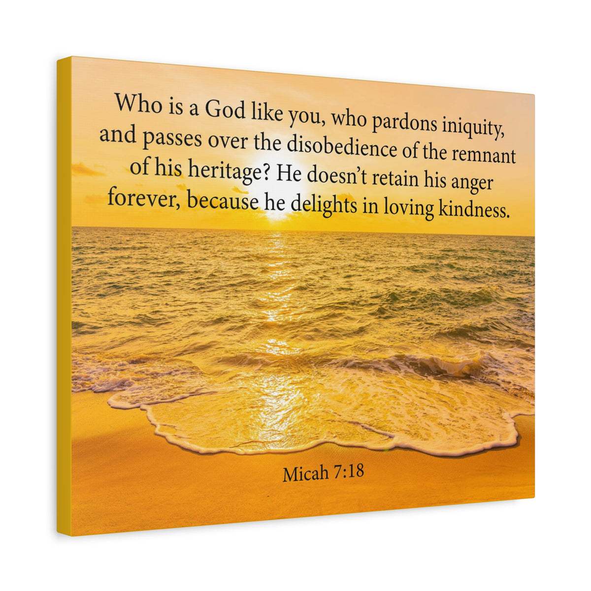 Scripture Canvas Loving Kindness Micah 7:18 Christian Wall Art Bible Verse Print Ready to Hang