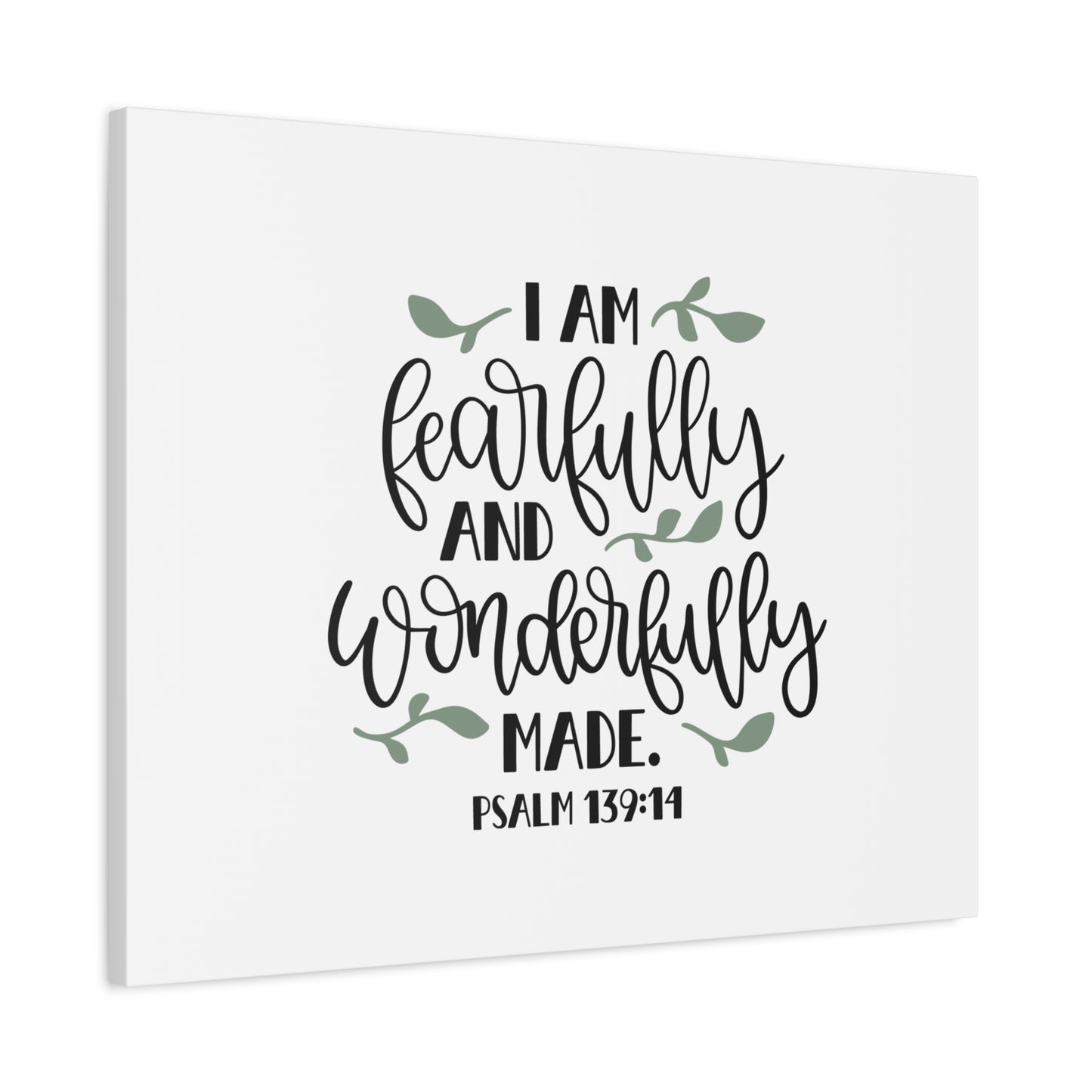 Scripture Canvas Wonderfully Made Psalm 139:14 Christian Wall Art Bible Verse Print Ready to Hang