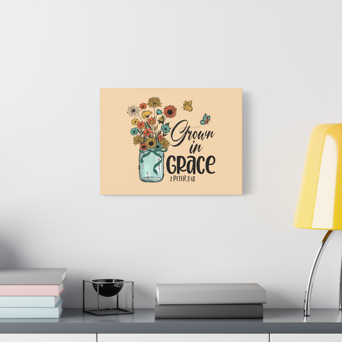 Scripture Canvas Grown In Grace 2 Peter 3:18 Christian Wall Art Bible Verse Print Ready to Hang