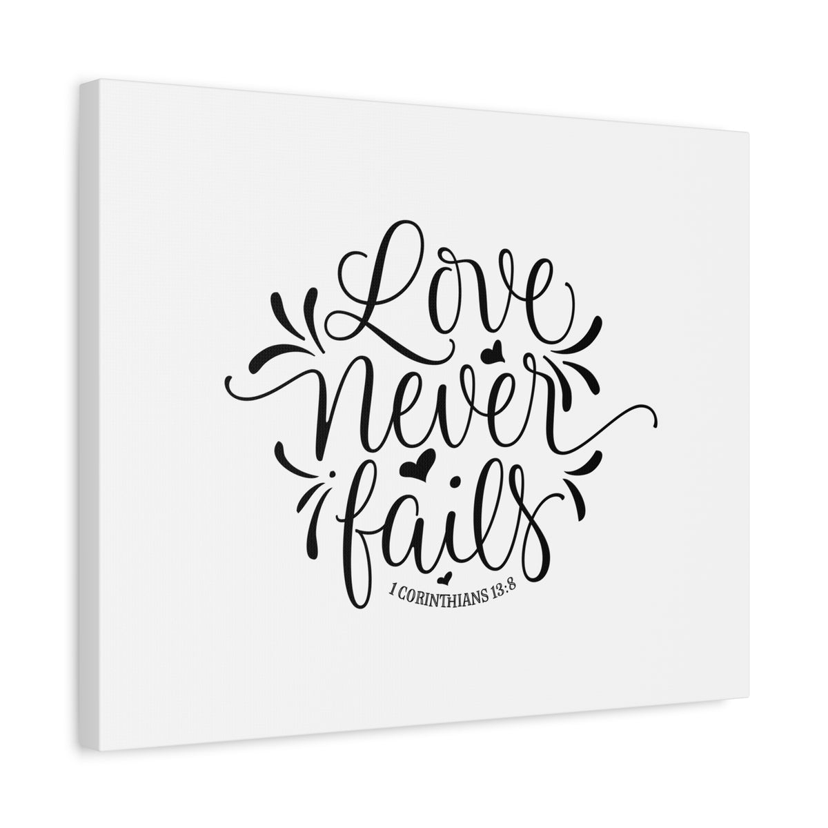 Scripture Canvas Love Never Fails 1 Corinthians 13:8 Christian Wall Art Bible Verse Print Ready to Hang