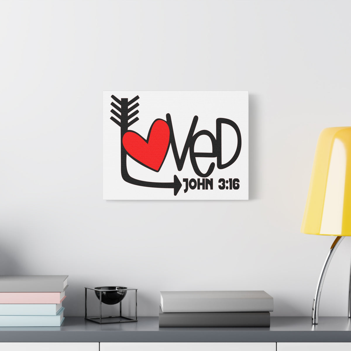 Scripture Canvas Loved John 3:16 Christian Wall Art Bible Verse Print Ready to Hang