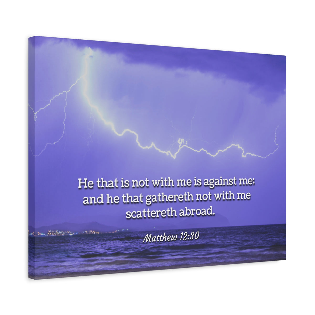 Scripture Canvas With Christ Matthew 12:30 Christian Wall Art Bible Verse Print Ready to Hang